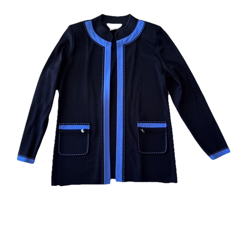 Misook Black Blazer with Blue Trim